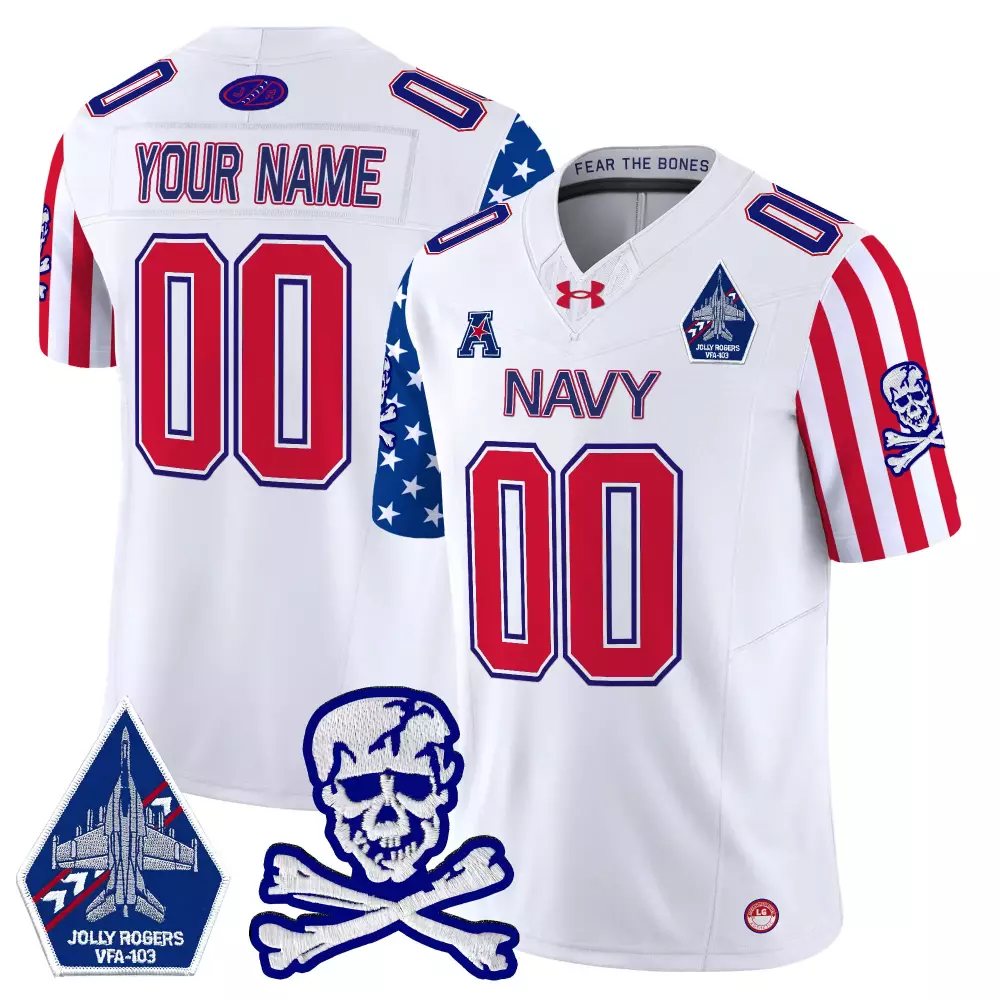 your name 00 men s navy vapor stitched jersey with jolly rogers patch 2025 independence day