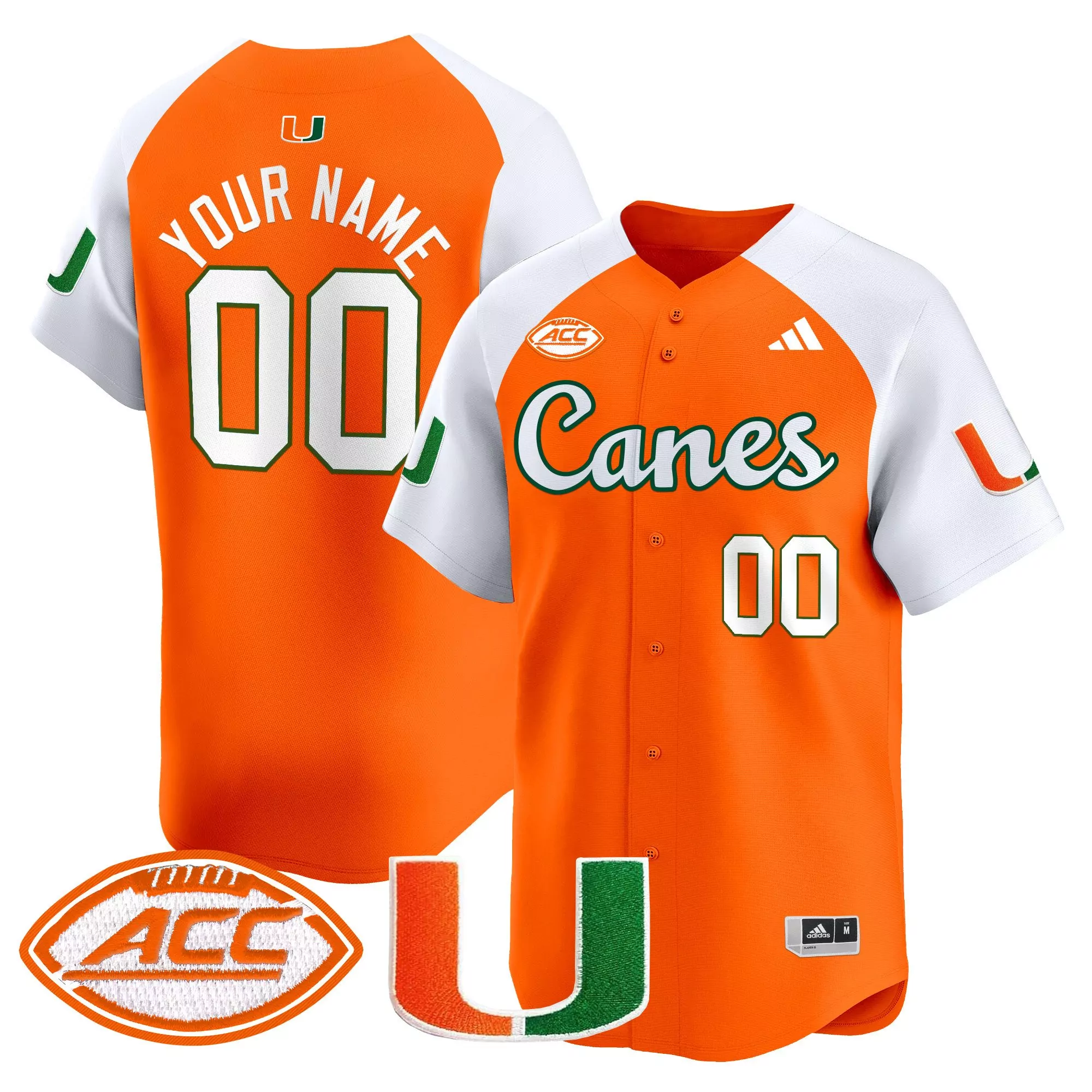 your name 00 miami hurricanes 2024 men s vapor jersey all stitched acc patch orange