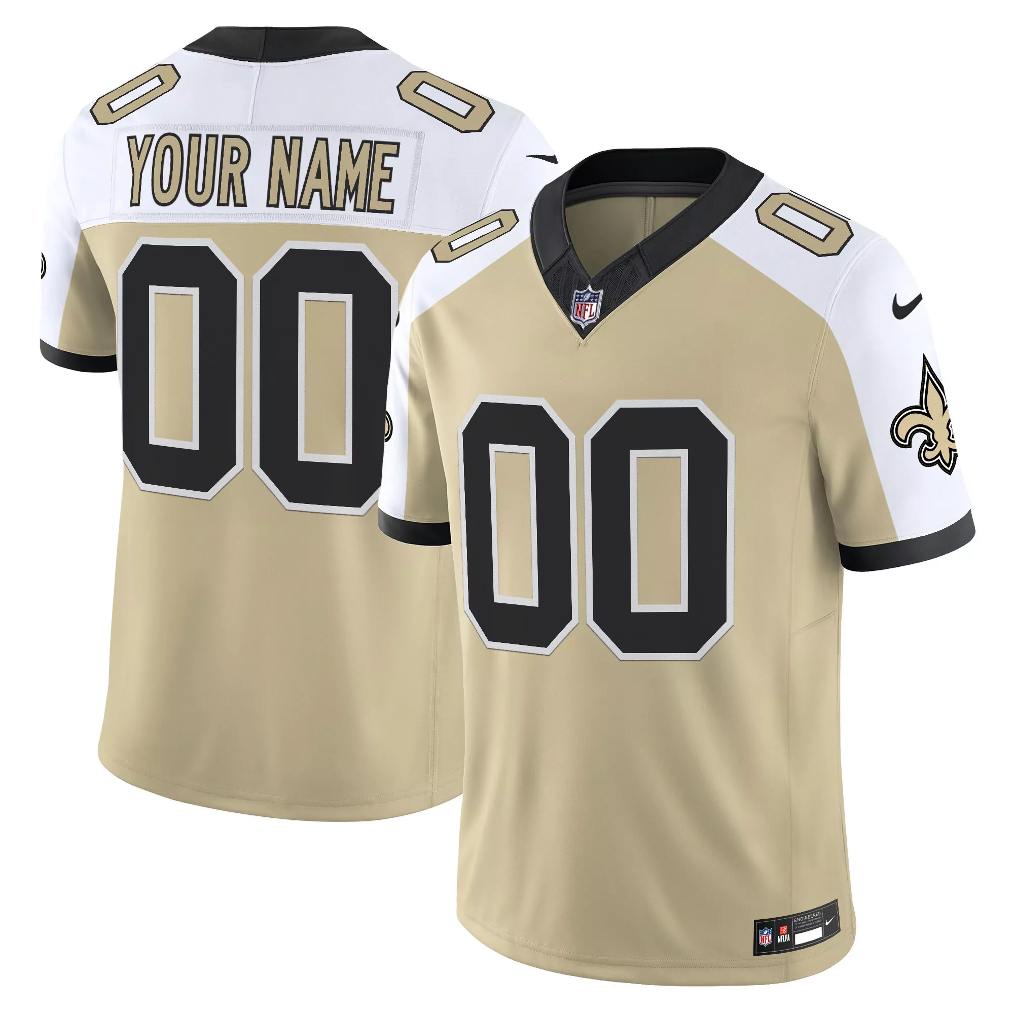 Your Name 00 New Orleans Saints Men'S Stitched Jersey 2023 Edition White