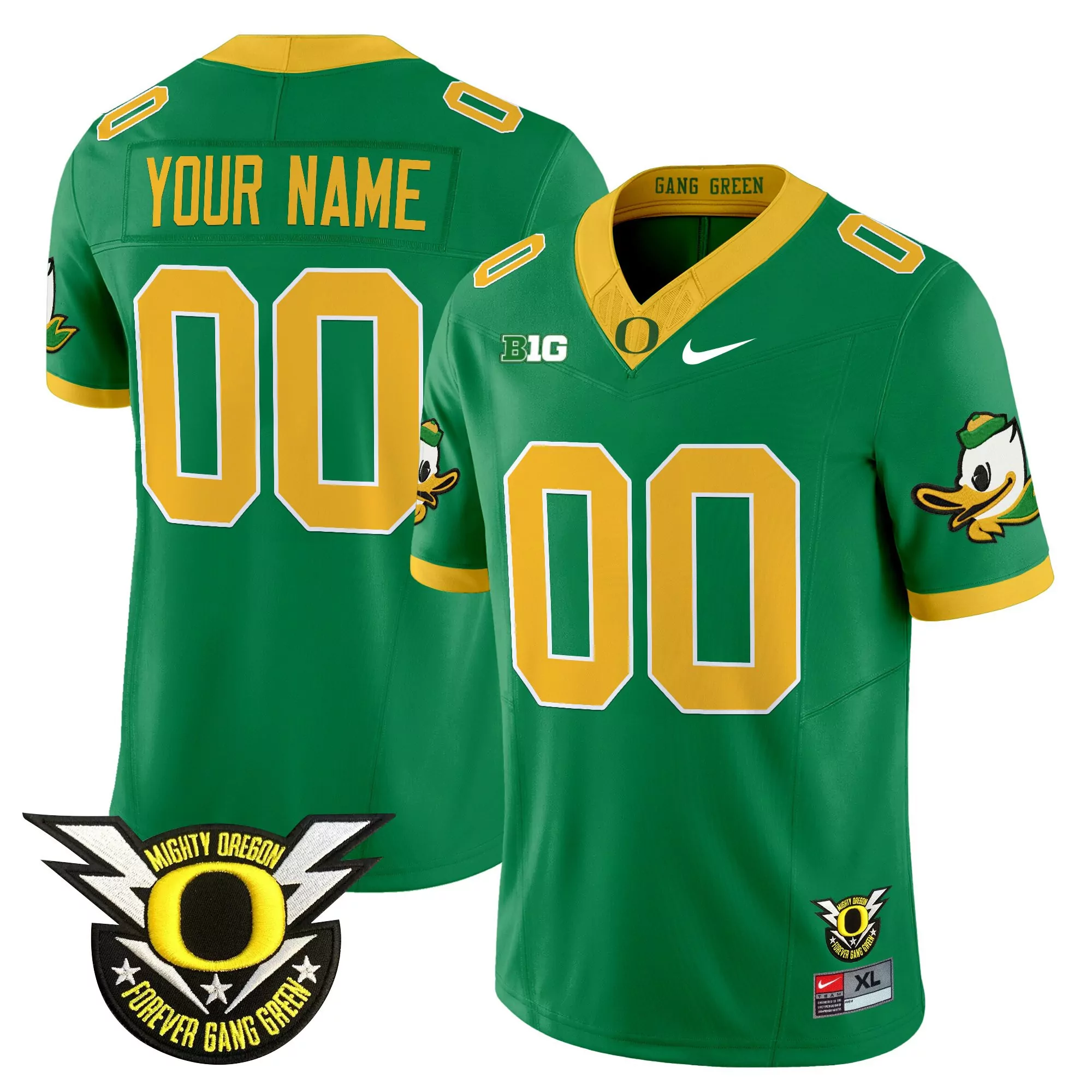 Your Name 00 Oregon Ducks Green All Stitched Jersey Name Patch 2025 Male Style