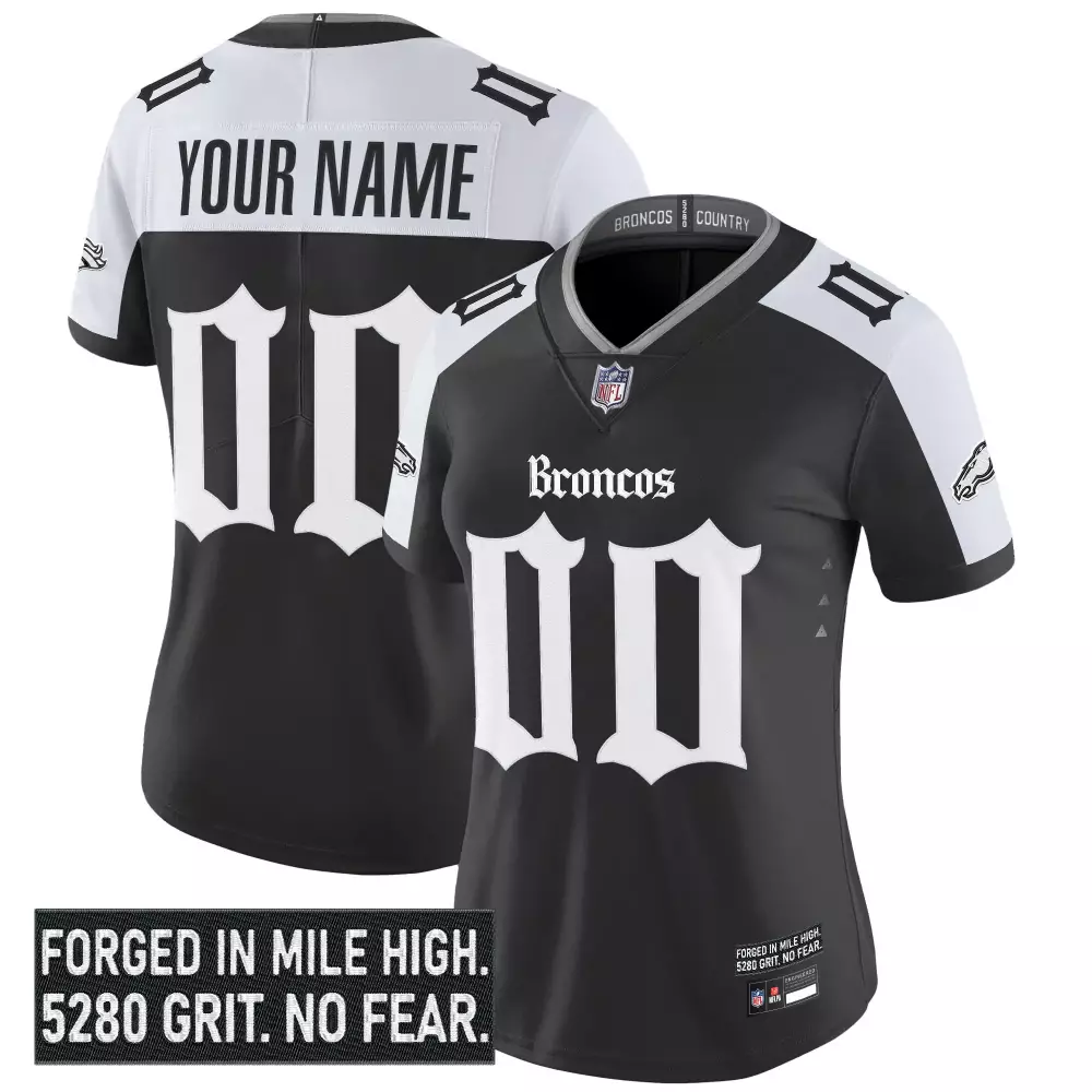 Your Name 00 Women's Stitched Denver Broncos Black Edition Jersey | 2023 Fan Gear | Limited Edition for Men, Women & Youth