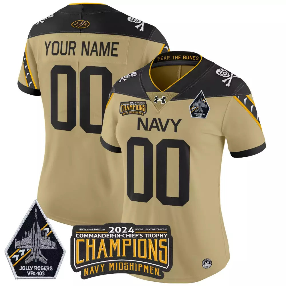 your name 00 women s stitched vapor jersey navy midshipmen 2024 champions patch
