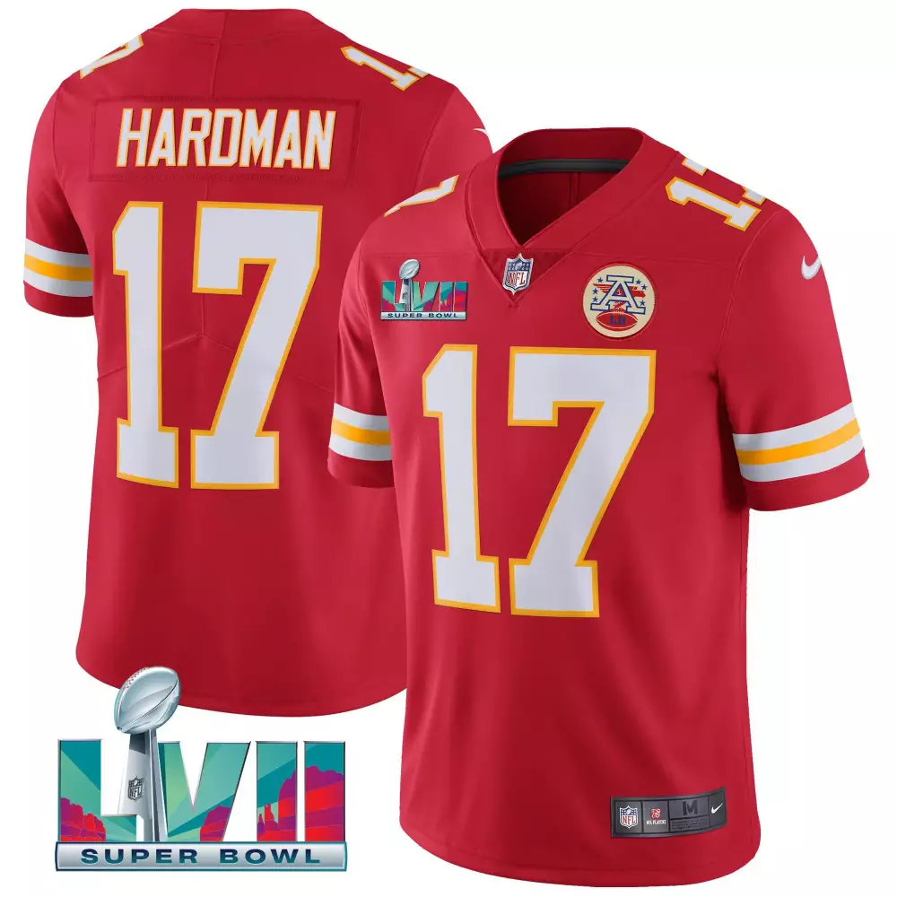 Youth Kansas City Chiefs Super Bowl Lvii Hardman 17 Red Jersey All Stitched Name Patch 2023