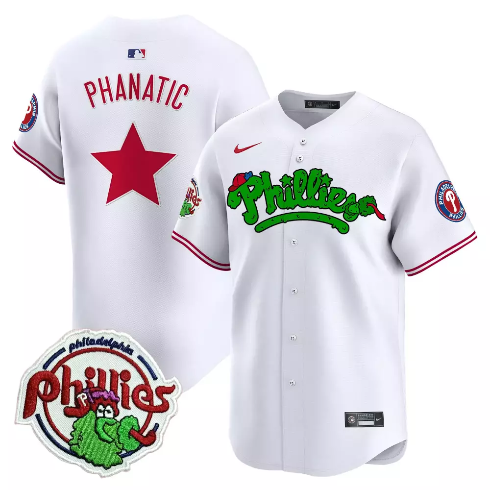 Youth Phillies Phanatic Stitched Jersey 2023 White Name Patch All Stitched