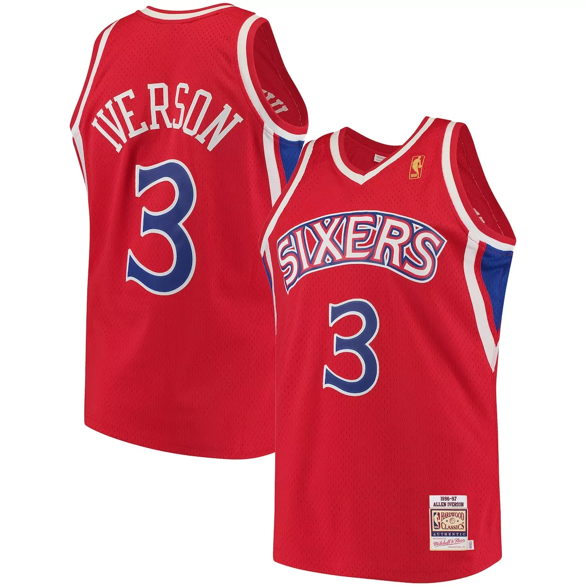 allen iverson red philadelphia 76ers hardwood classics jersey