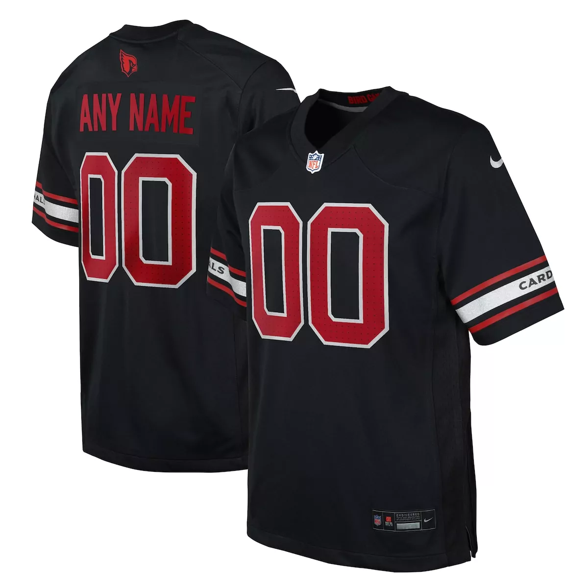 arizona cardinals black alternate custom game jersey vj1
