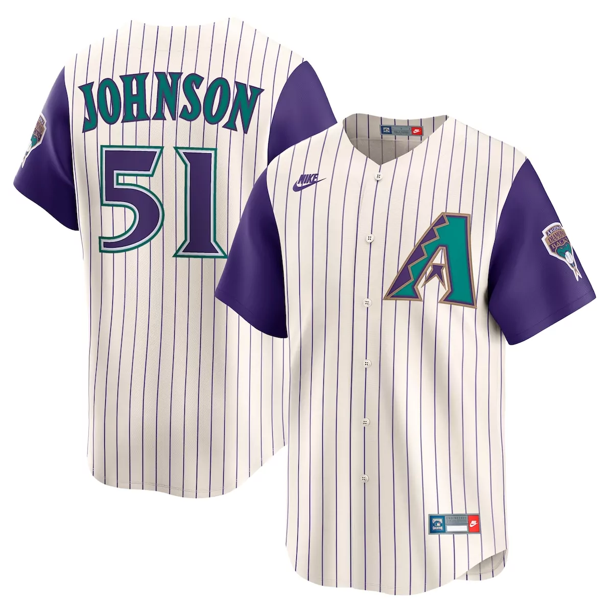 arizona diamondbacks randy johnson cream throwback cooperstown collection limited jersey