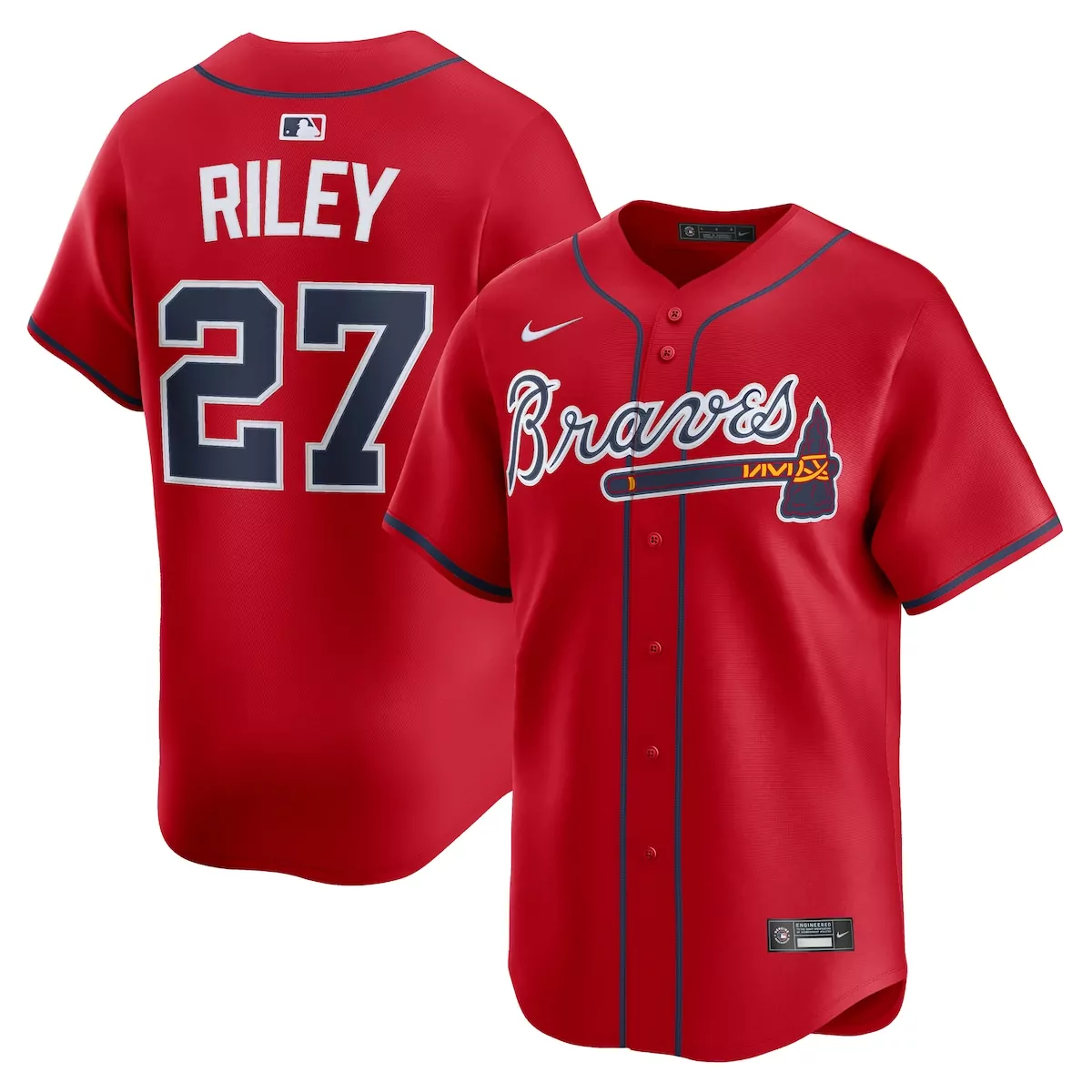 atlanta braves austin riley red alternate 2 jersey