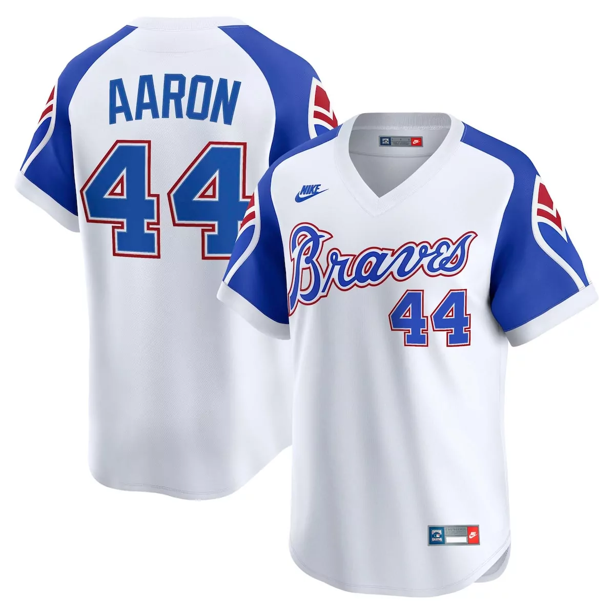 atlanta braves hank aaron white throwback cooperstown collection limited jersey