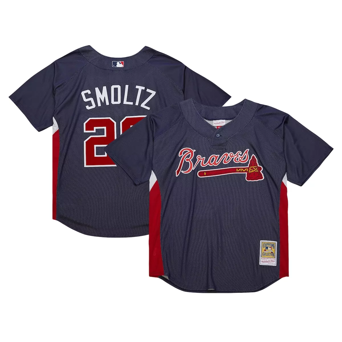 atlanta braves john smoltz navy cooperstown collection mesh batting practice jersey