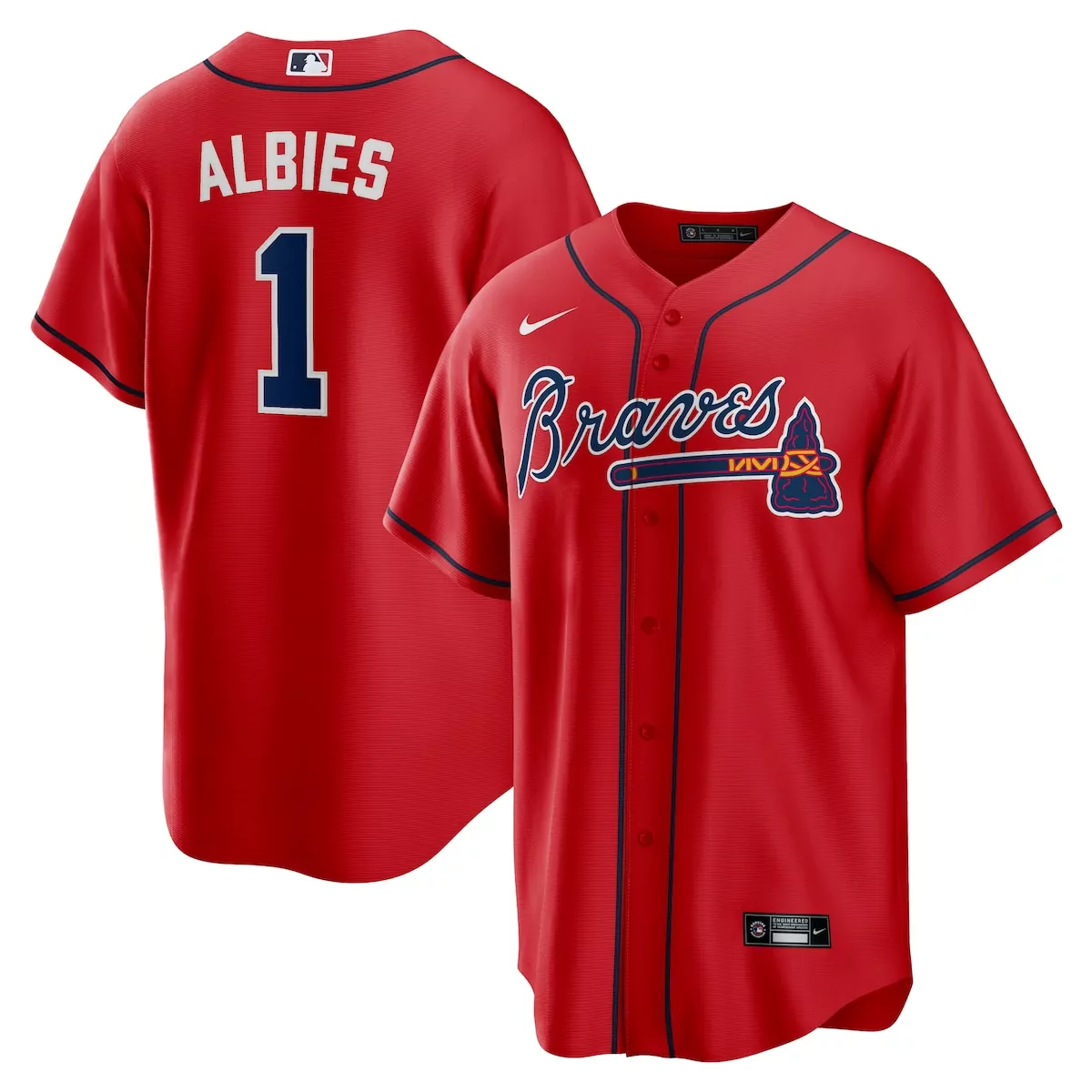 atlanta braves ozzie albies red alternate 2 jersey