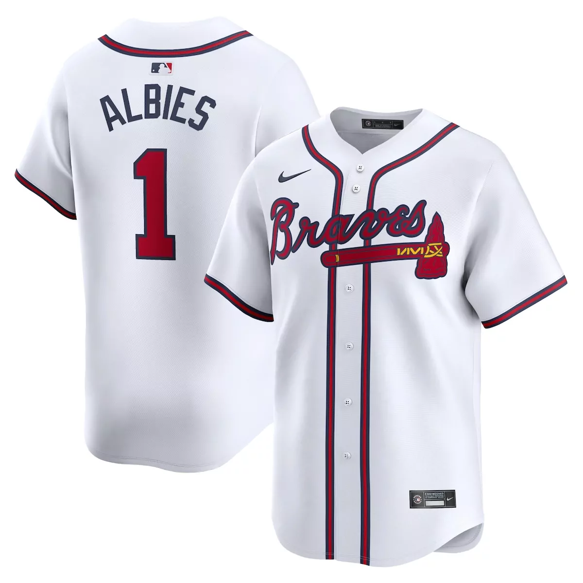 atlanta braves ozzie albies white home limited player jersey l57