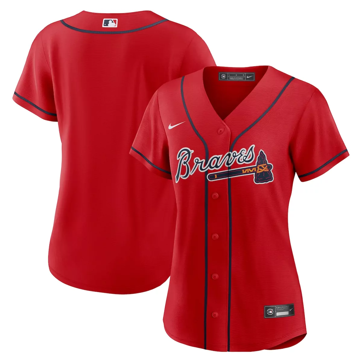 atlanta braves red alternate team jersey a44