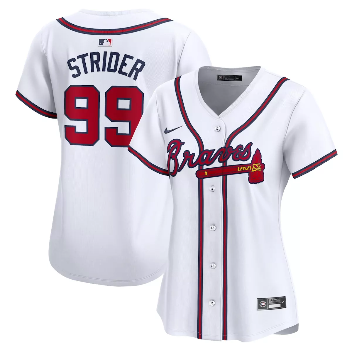 atlanta braves spencer strider white home limited player jersey rem
