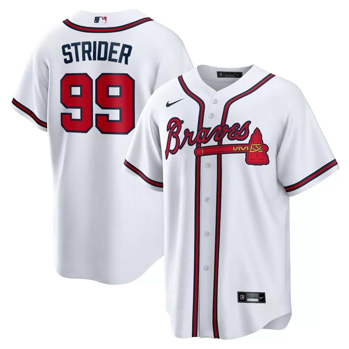 atlanta braves spencer strider white home limited player jersey rem