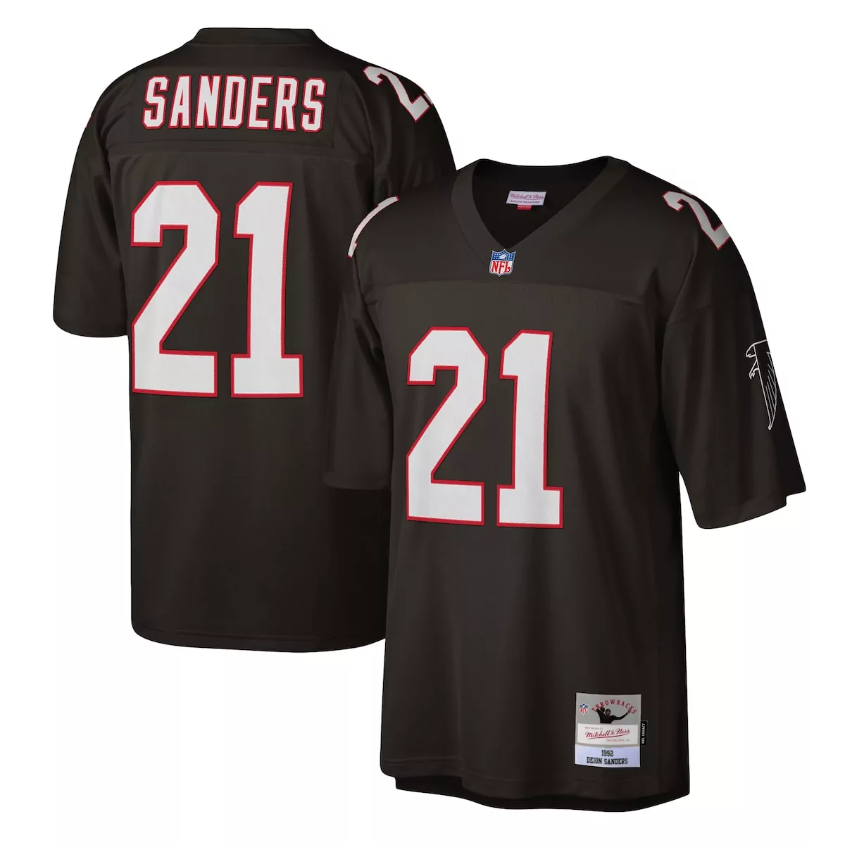 atlanta falcons deion sanders black big tall 1992 retired player jersey