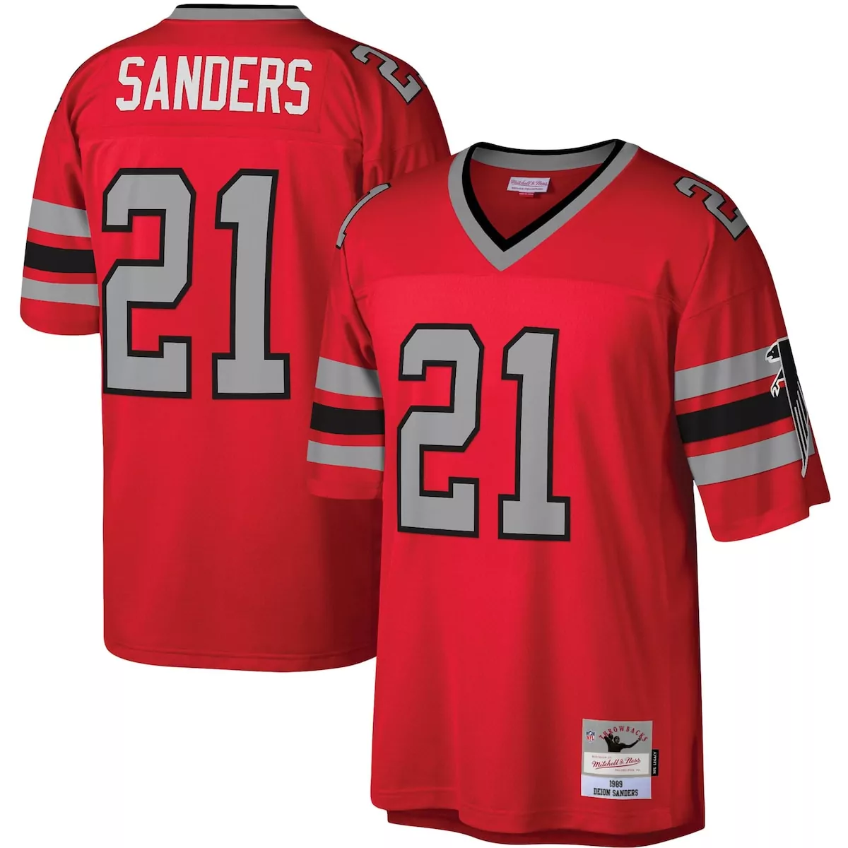 atlanta falcons deion sanders black big tall 1992 retired player jersey