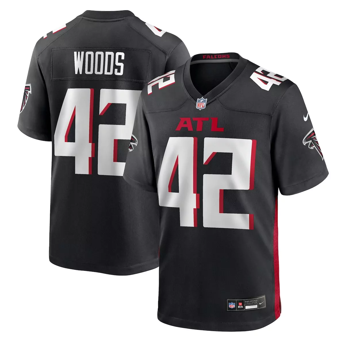atlanta falcons josh woods black team game jersey nbx