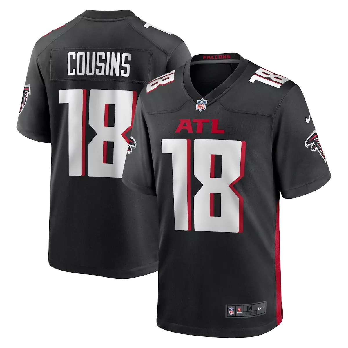 atlanta falcons kirk cousins black game player jersey bwc