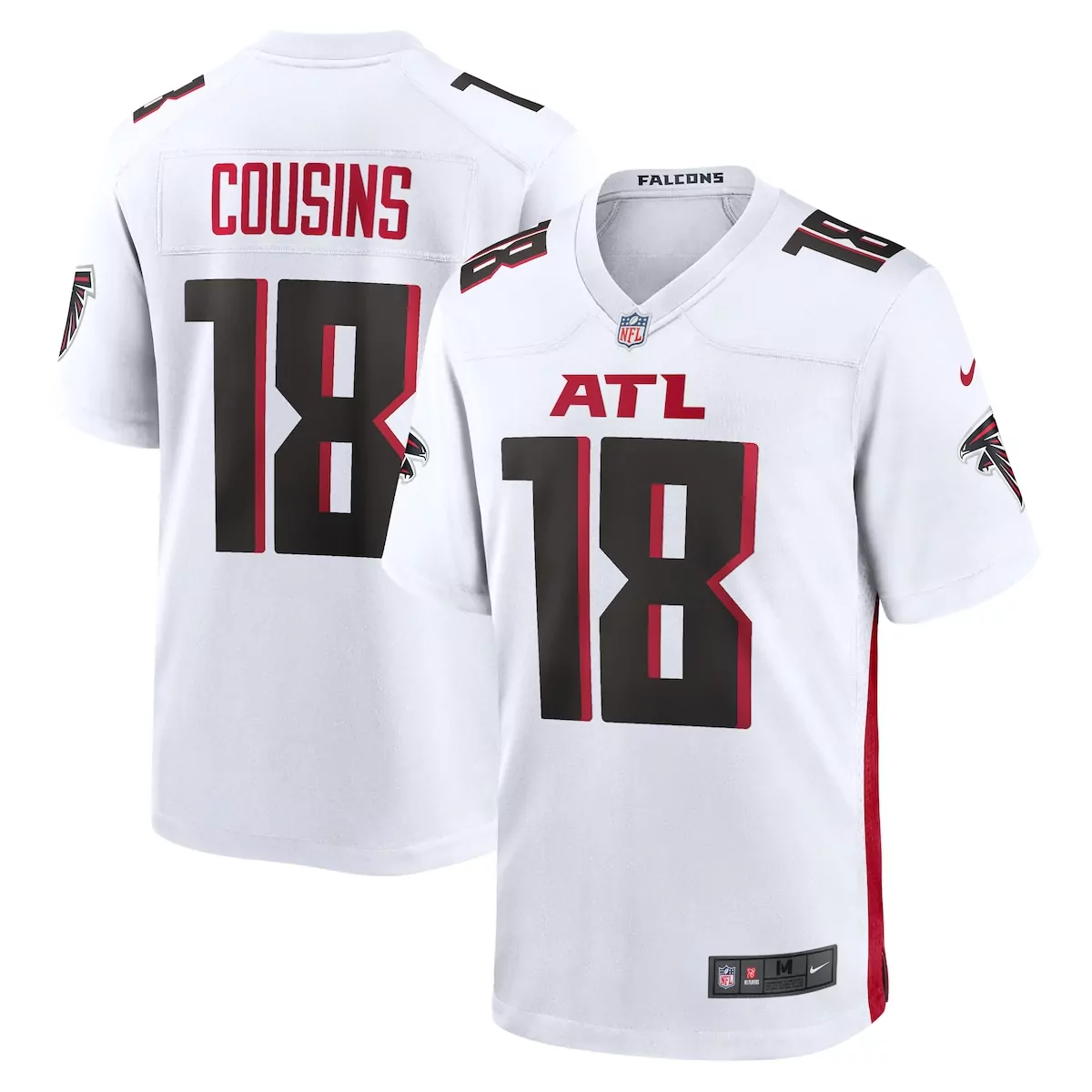 atlanta falcons kirk cousins white game player jersey