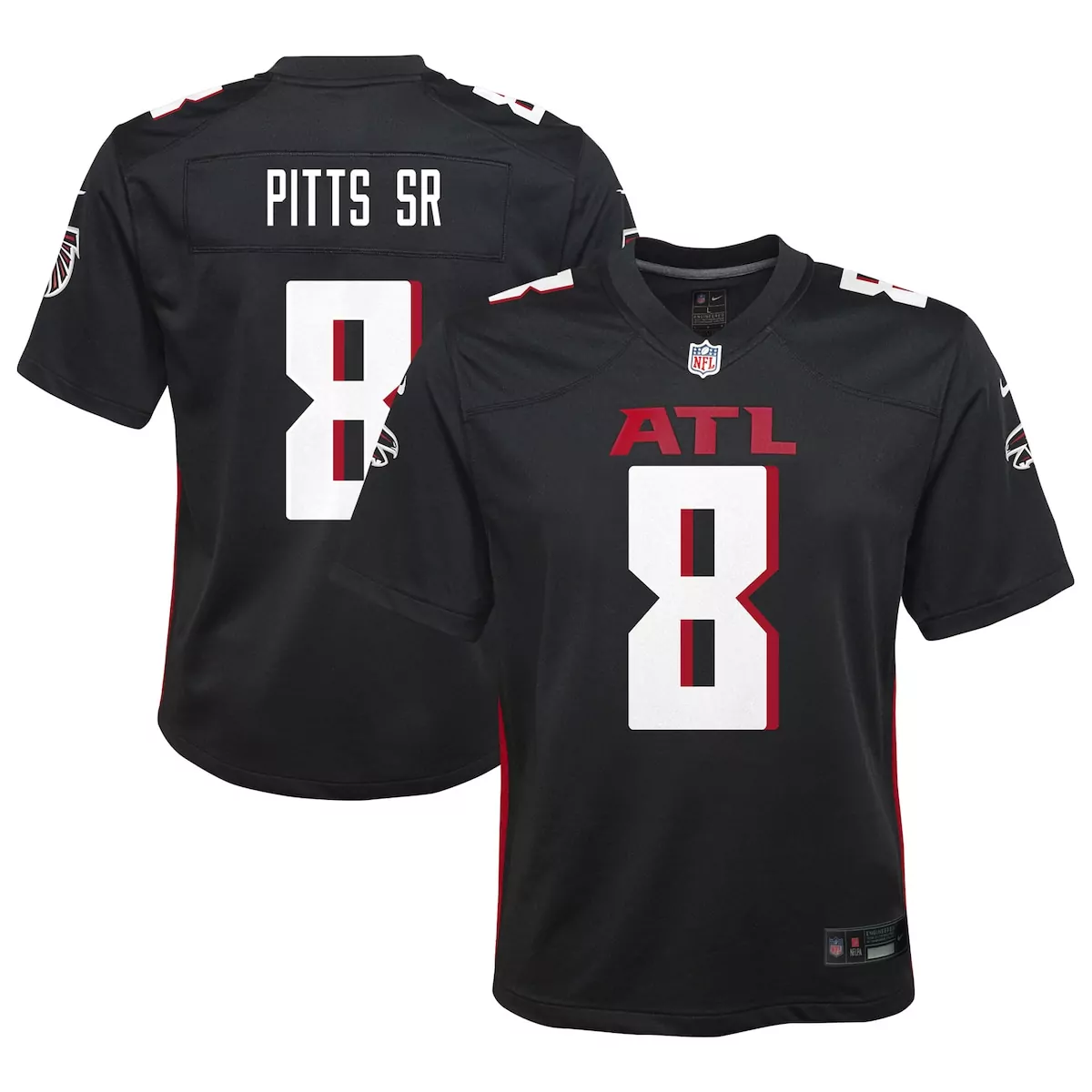 atlanta falcons kyle pitts sr black game jersey oap