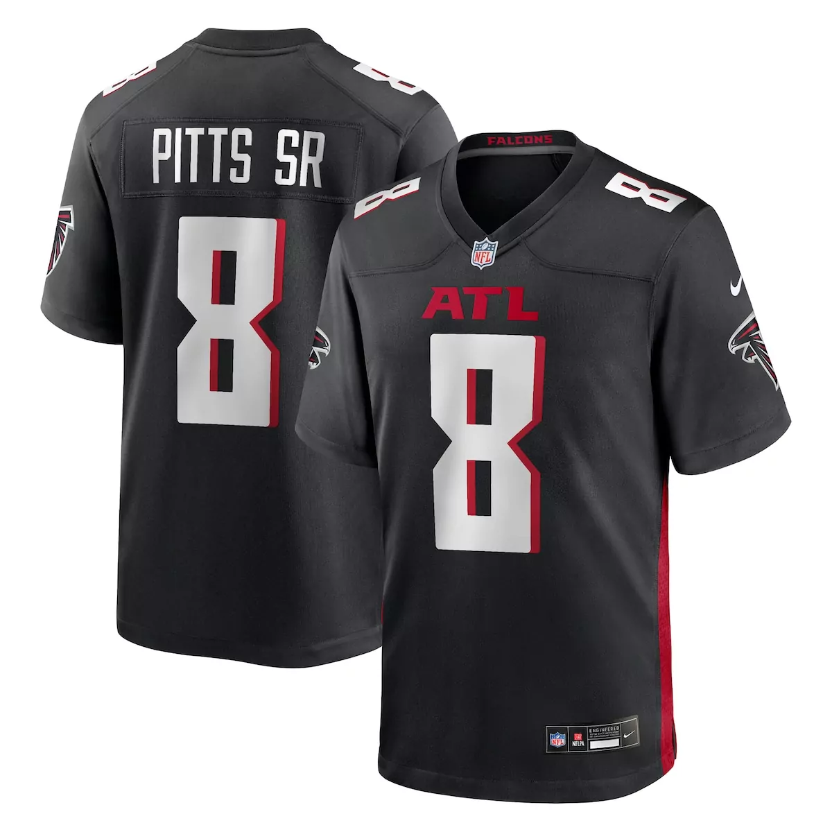 atlanta falcons kyle pitts sr black game jersey oap