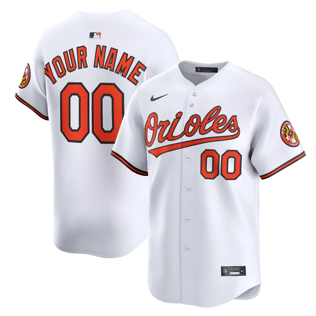 baltimore orioles white home custom limited jersey
