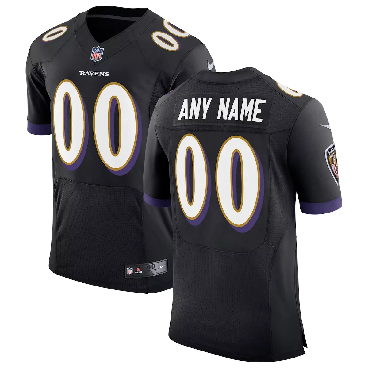 baltimore ravens black game custom jersey