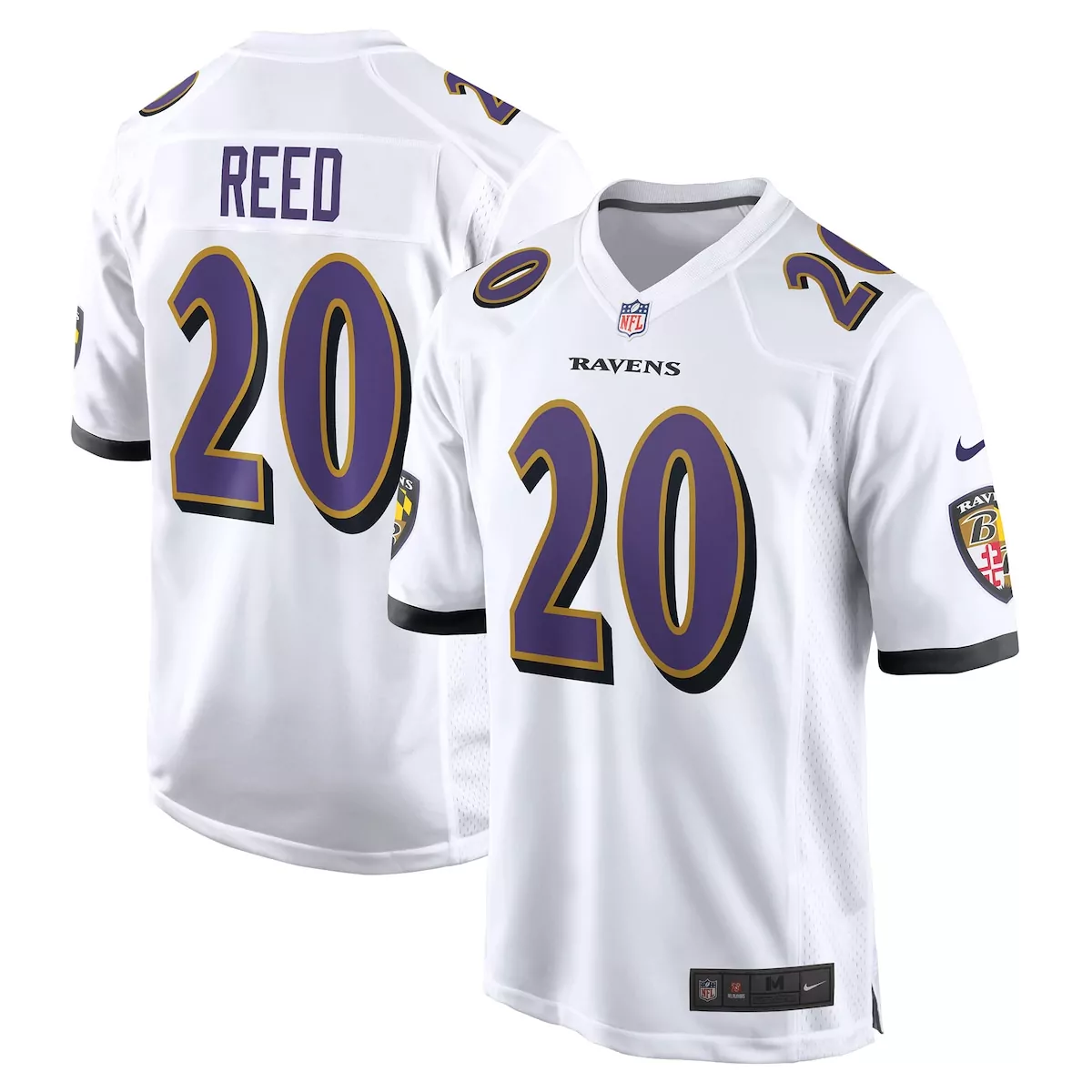 baltimore ravens ed reed white retired player game jersey