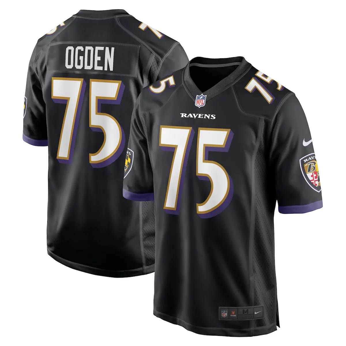 baltimore ravens jonathan ogden black retired player alternate game jersey v5h