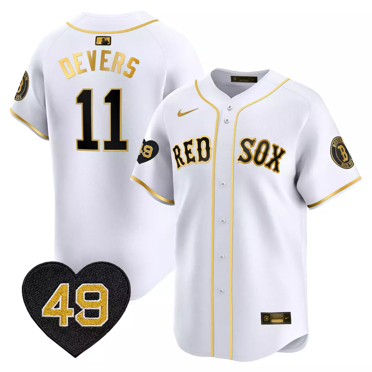 boston red sox 11 devers white gold jersey tim wakefield patch vapor premier limited all stitched