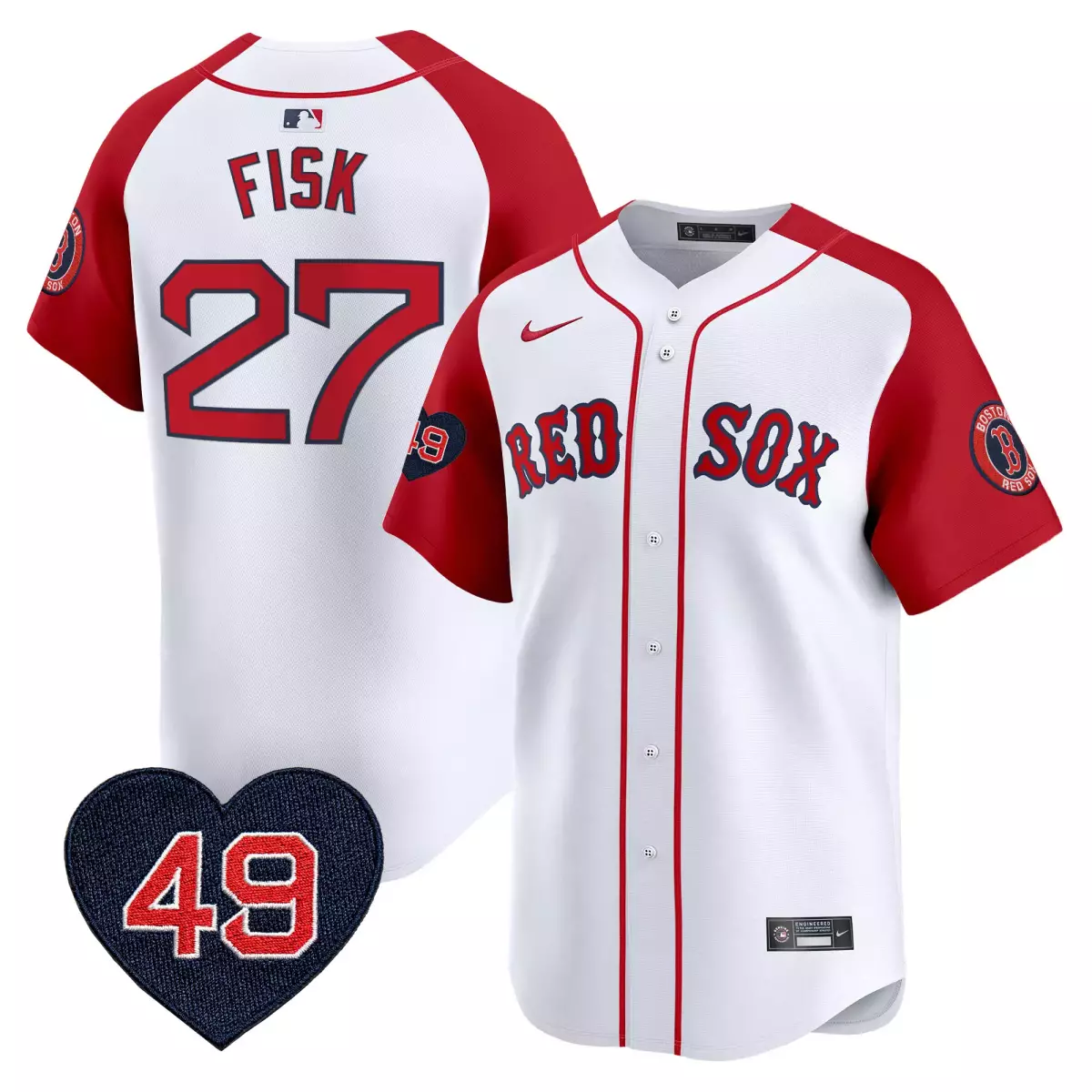boston red sox 27 fisk white jersey tim wakefield patch vapor premier limited all stitched u2y