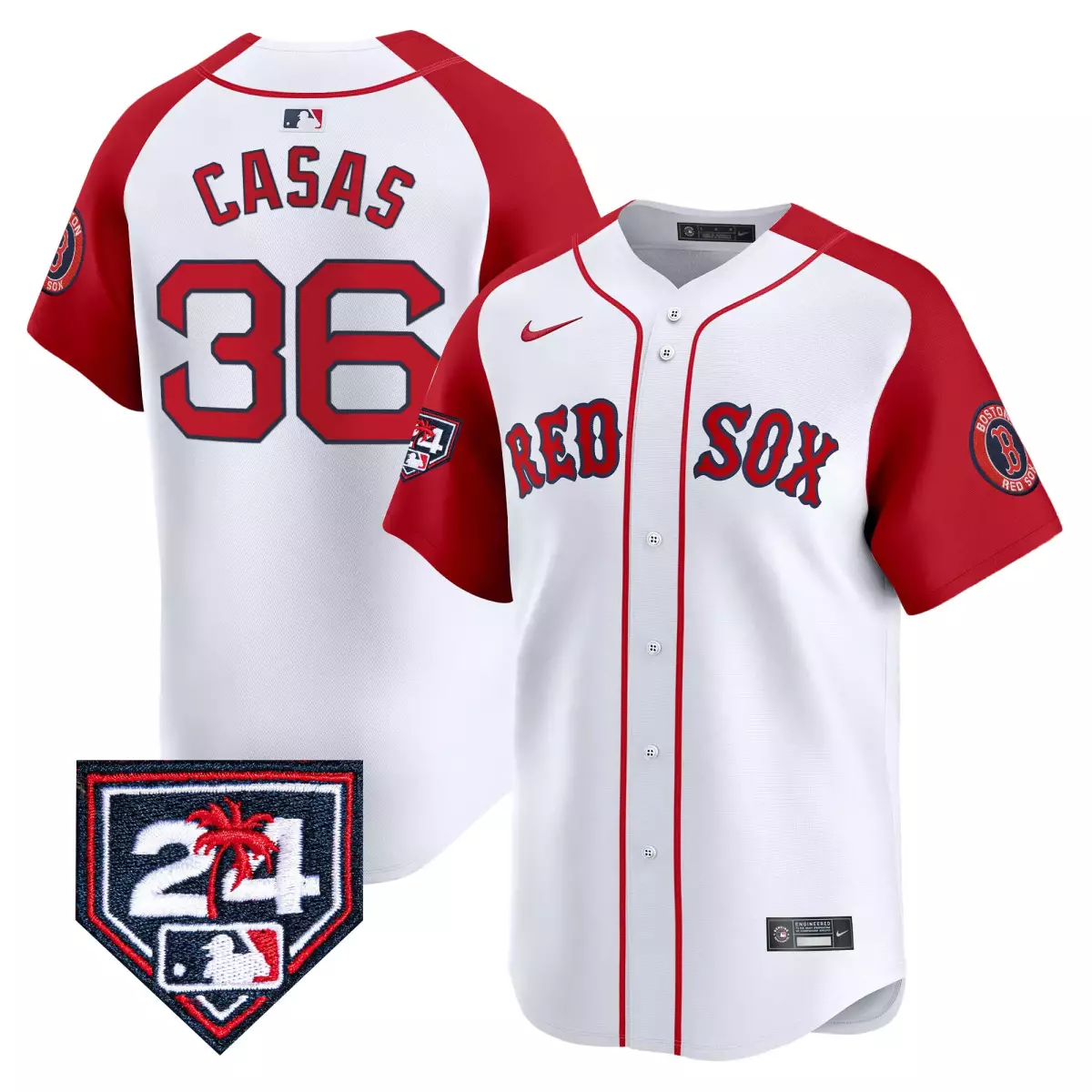 boston red sox 35 casas white red jersey 2024 spring training patch vapor premier limited all stitched hmz