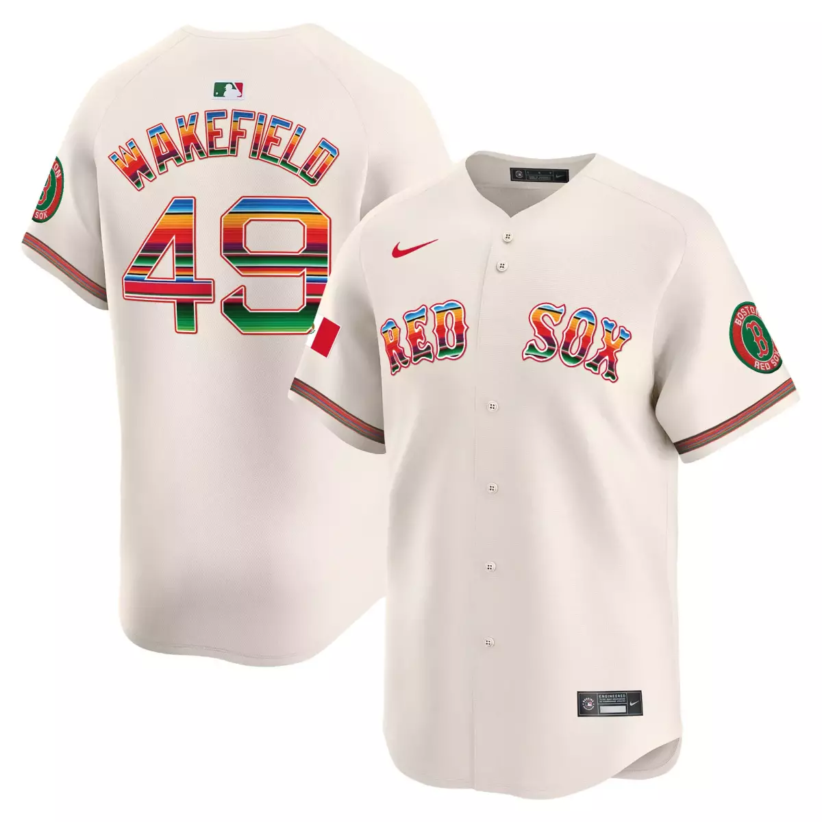 boston red sox 49 wakefield cream jersey mexico vapor premier limited all stitched bom
