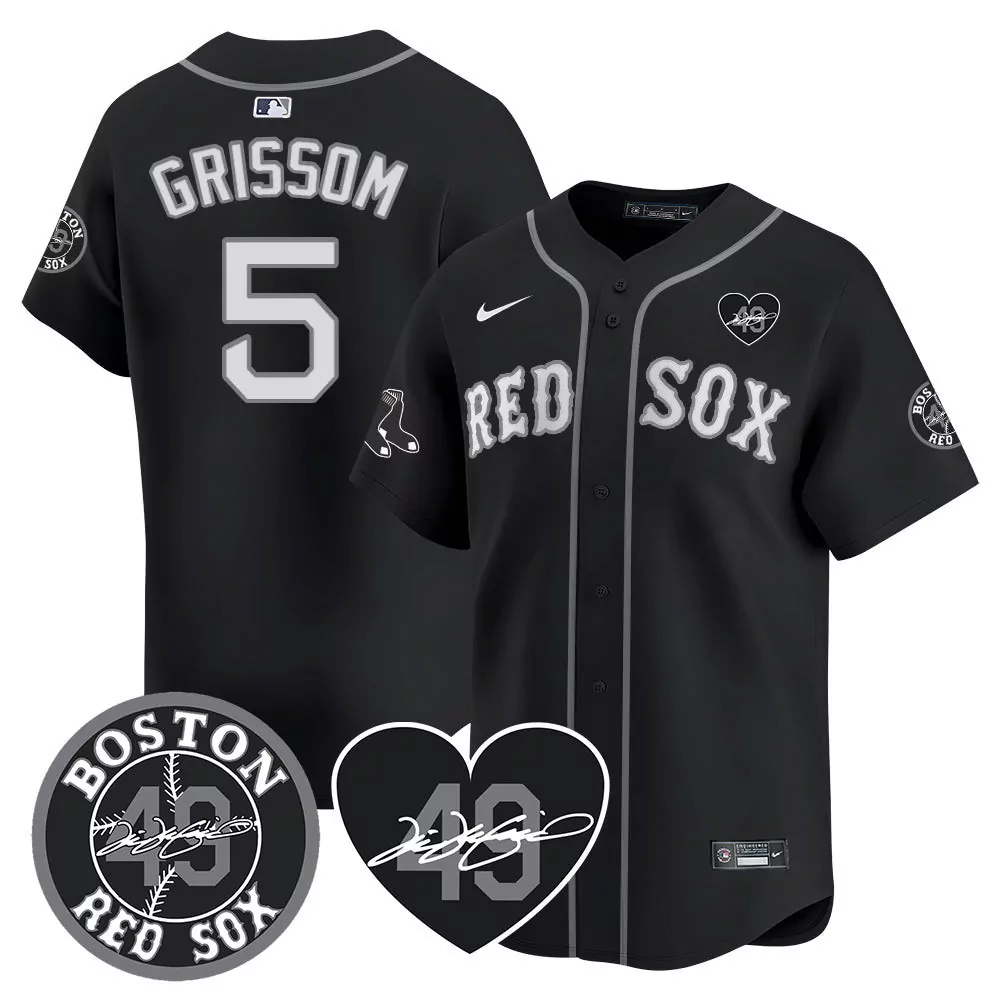 boston red sox 5 grimssom black jersey red sox tim wakefield memorial patch vaper premier limited all stitched all stitc