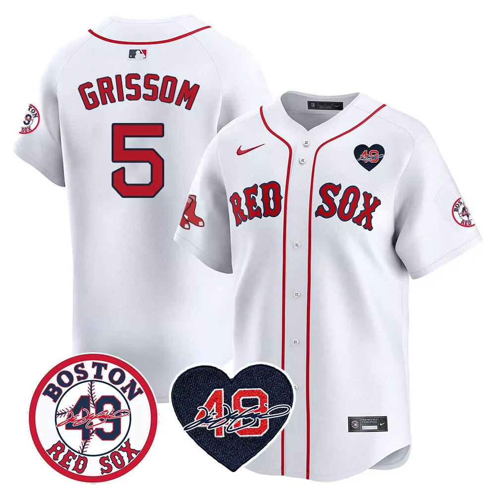 boston red sox 5 grimssom white jersey red sox tim wakefield memorial patch vaper premier limited all stitched all stitc
