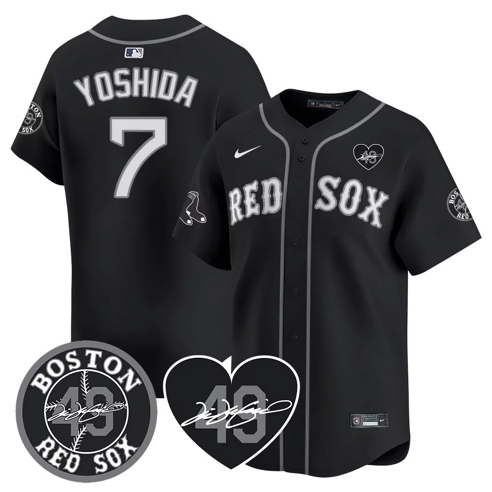 boston red sox 7 yoshida black gold jersey red sox tim wakefield memorial patch vaper premier limited all stitched all s