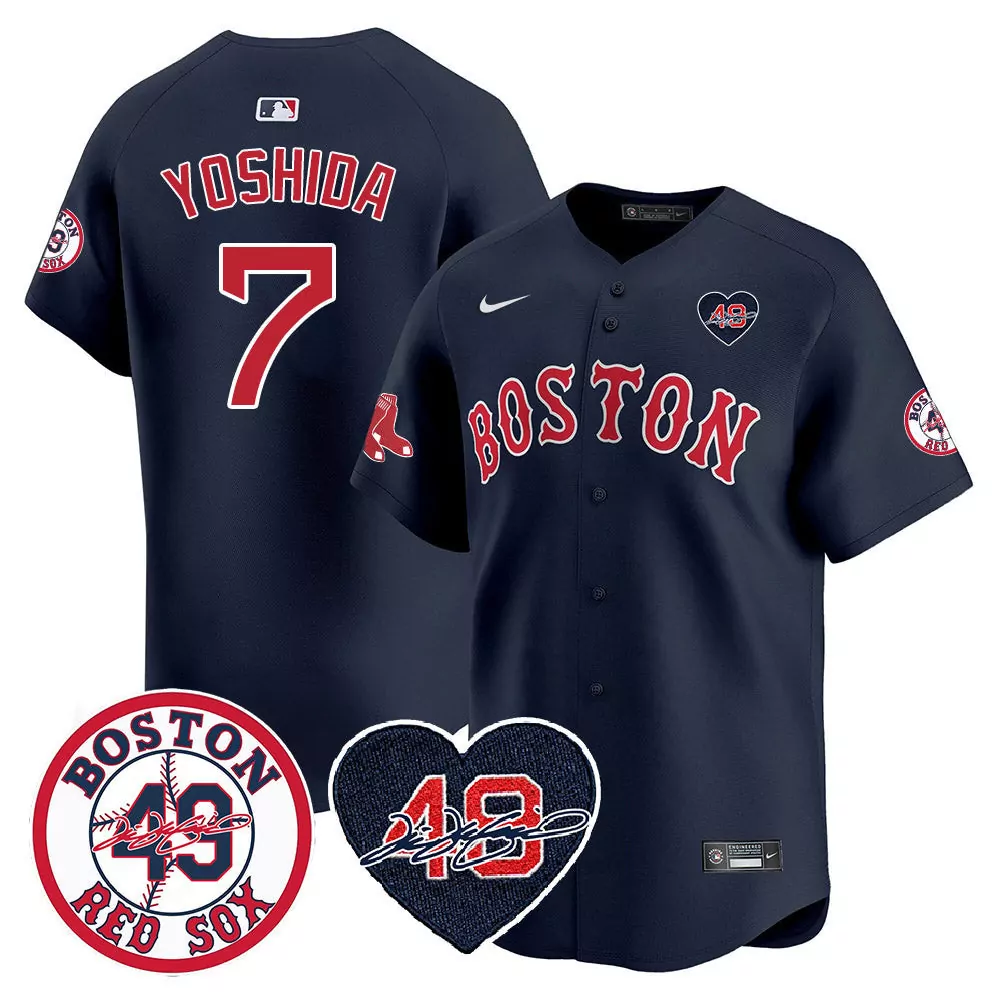 boston red sox 7 yoshida navy jersey red sox tim wakefield memorial patch vaper premier limited all stitched all stitche