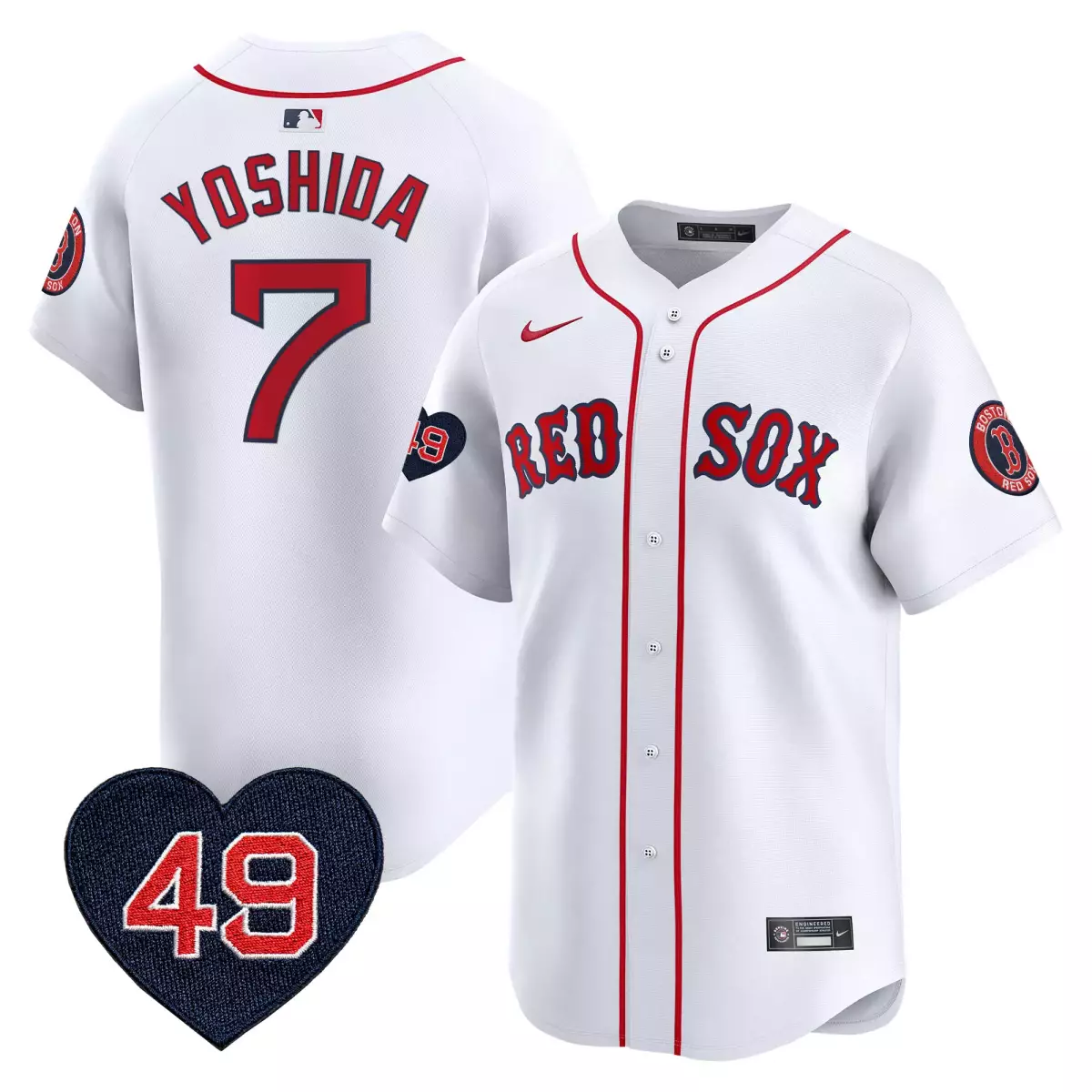 boston red sox 7 yoshida white jersey tim wakefield patch vapor premier limited all stitched 2f1