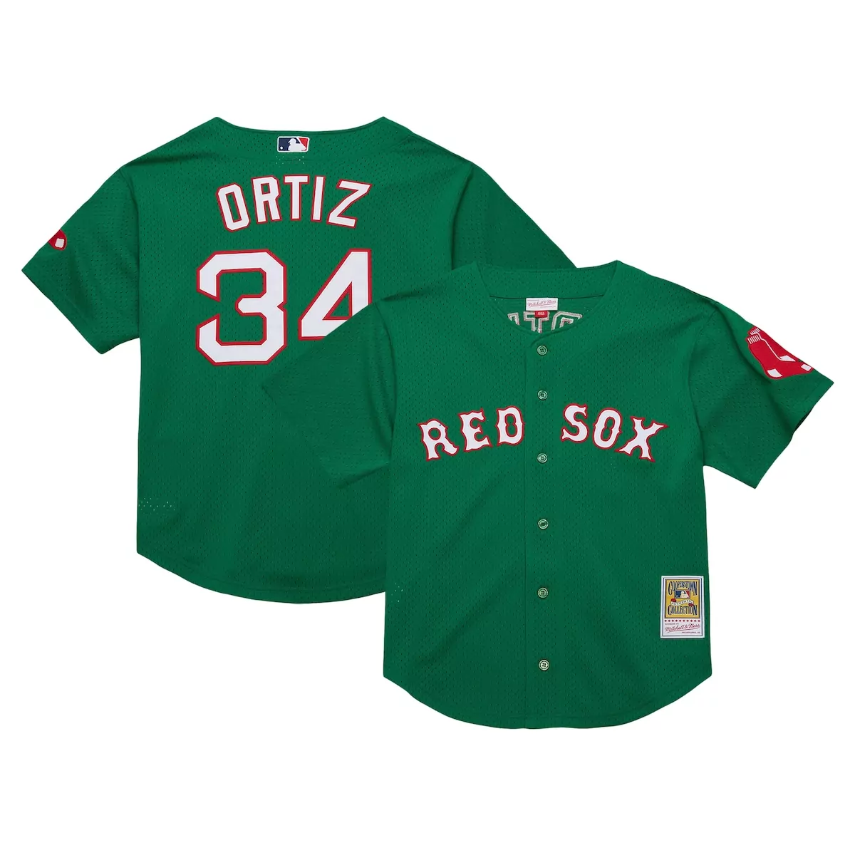 boston red sox david ortiz green cooperstown collection mesh batting practice jersey