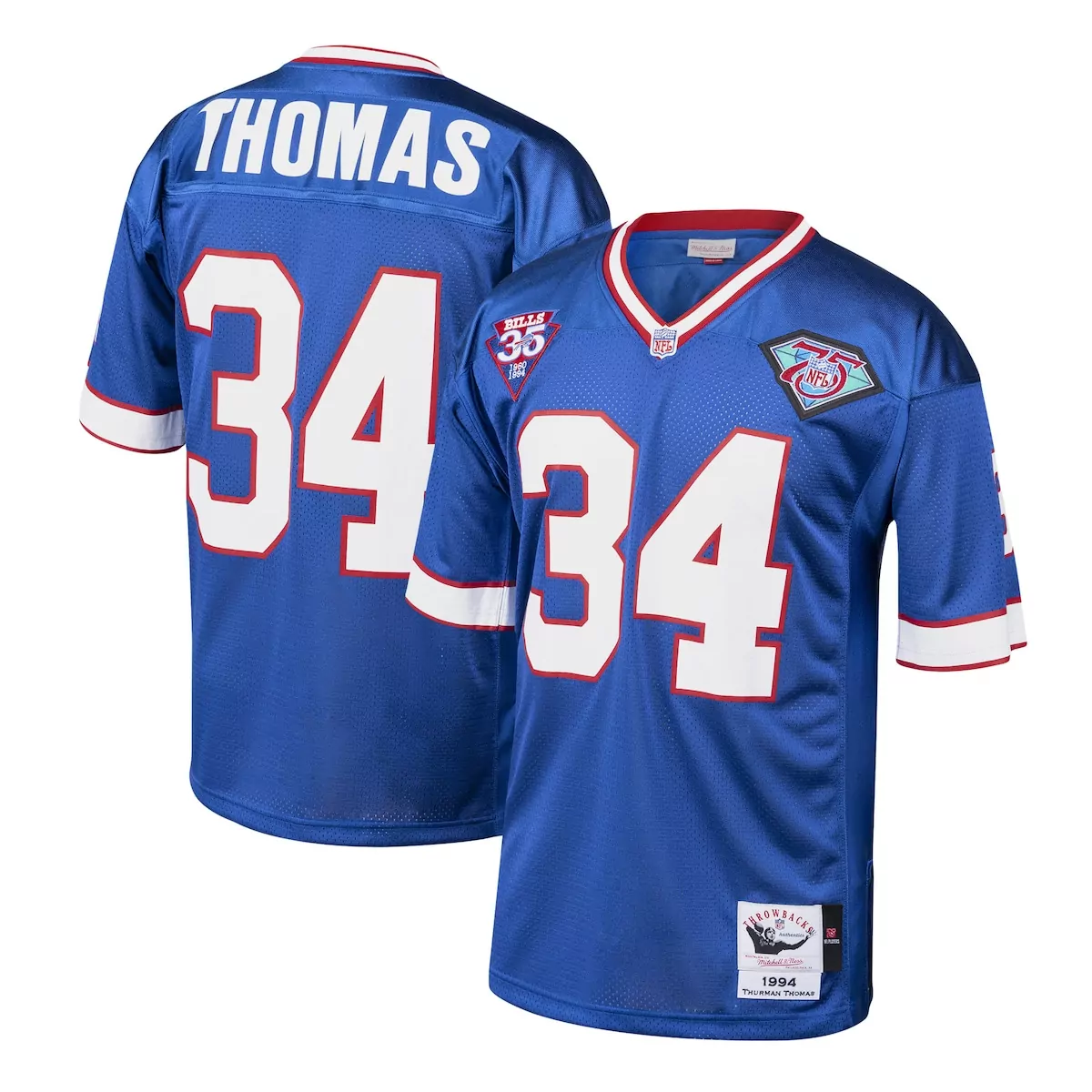 buffalo bills 1985 thurman thomas royal throwback retired player jersey