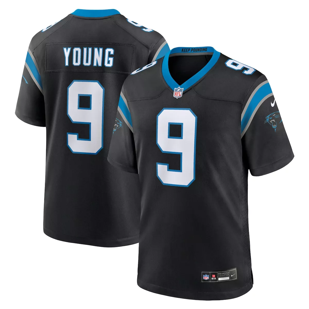 carolina panthers bryce young black team game jersey jqd