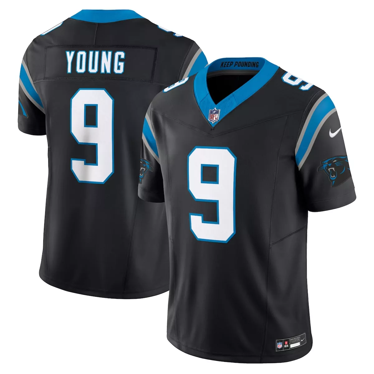 carolina panthers bryce young black team game jersey jqd