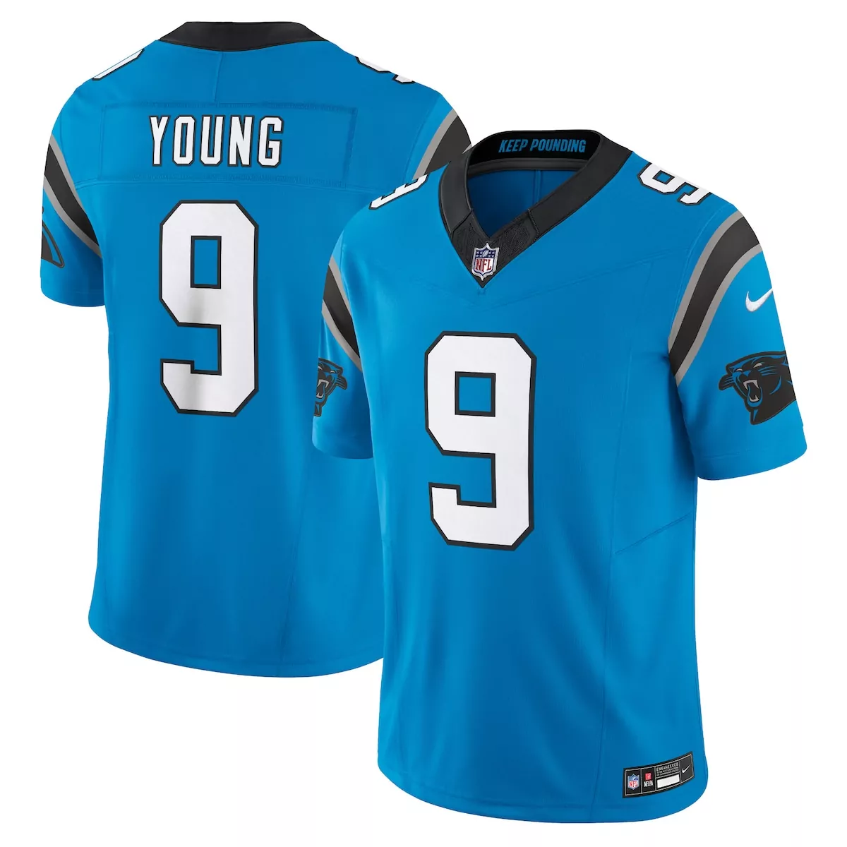 carolina panthers bryce young blue alternate legend player performance top