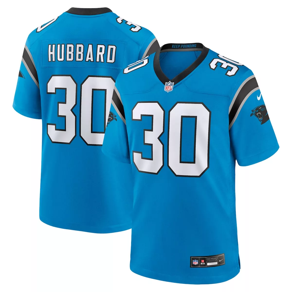 carolina panthers chuba hubbard blue alternate game jersey n5e