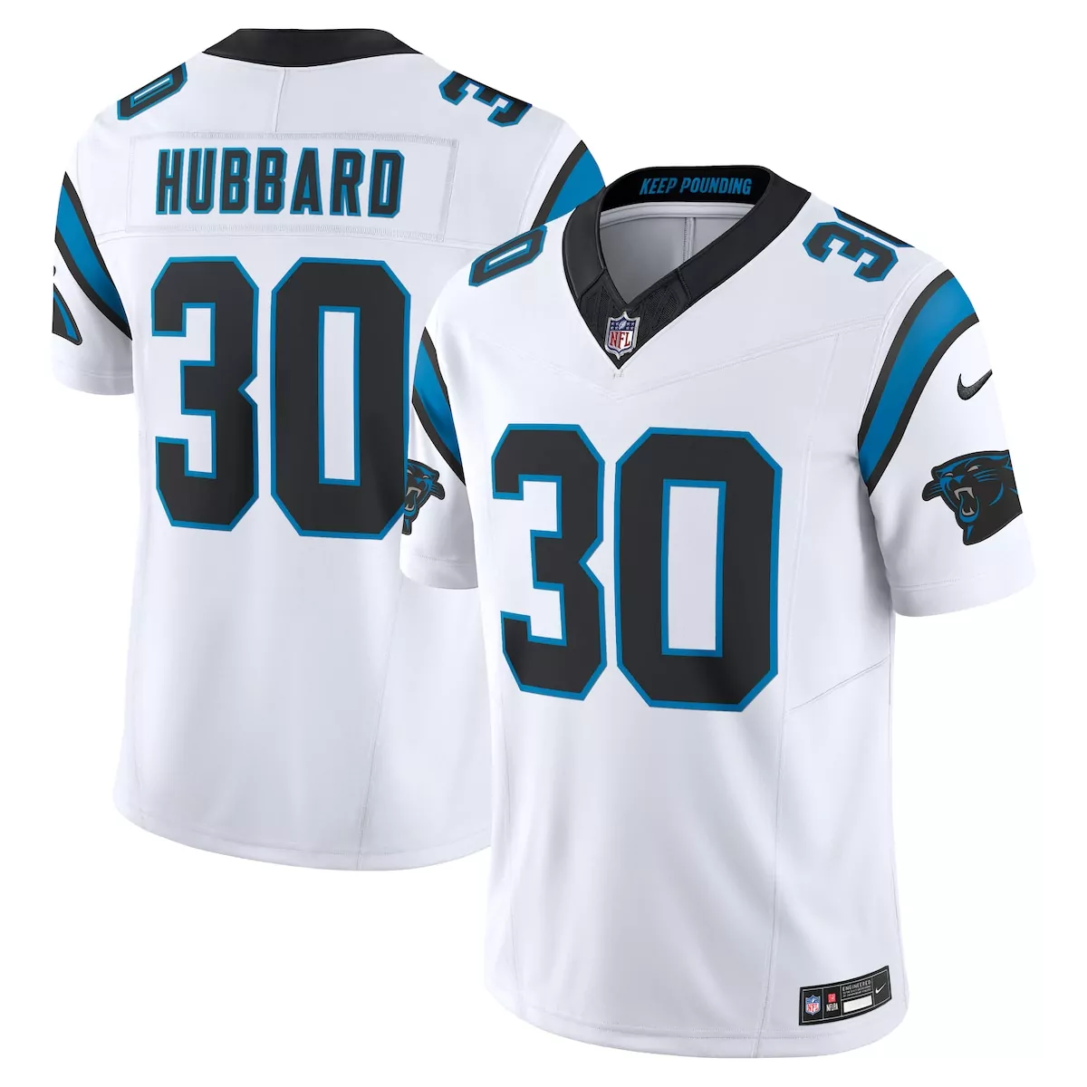 carolina panthers chuba hubbard blue alternate game jersey n5e