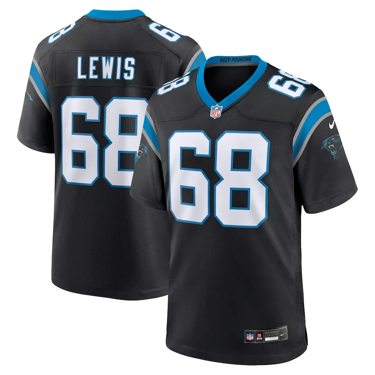 carolina panthers damien lewis black game jersey 61p