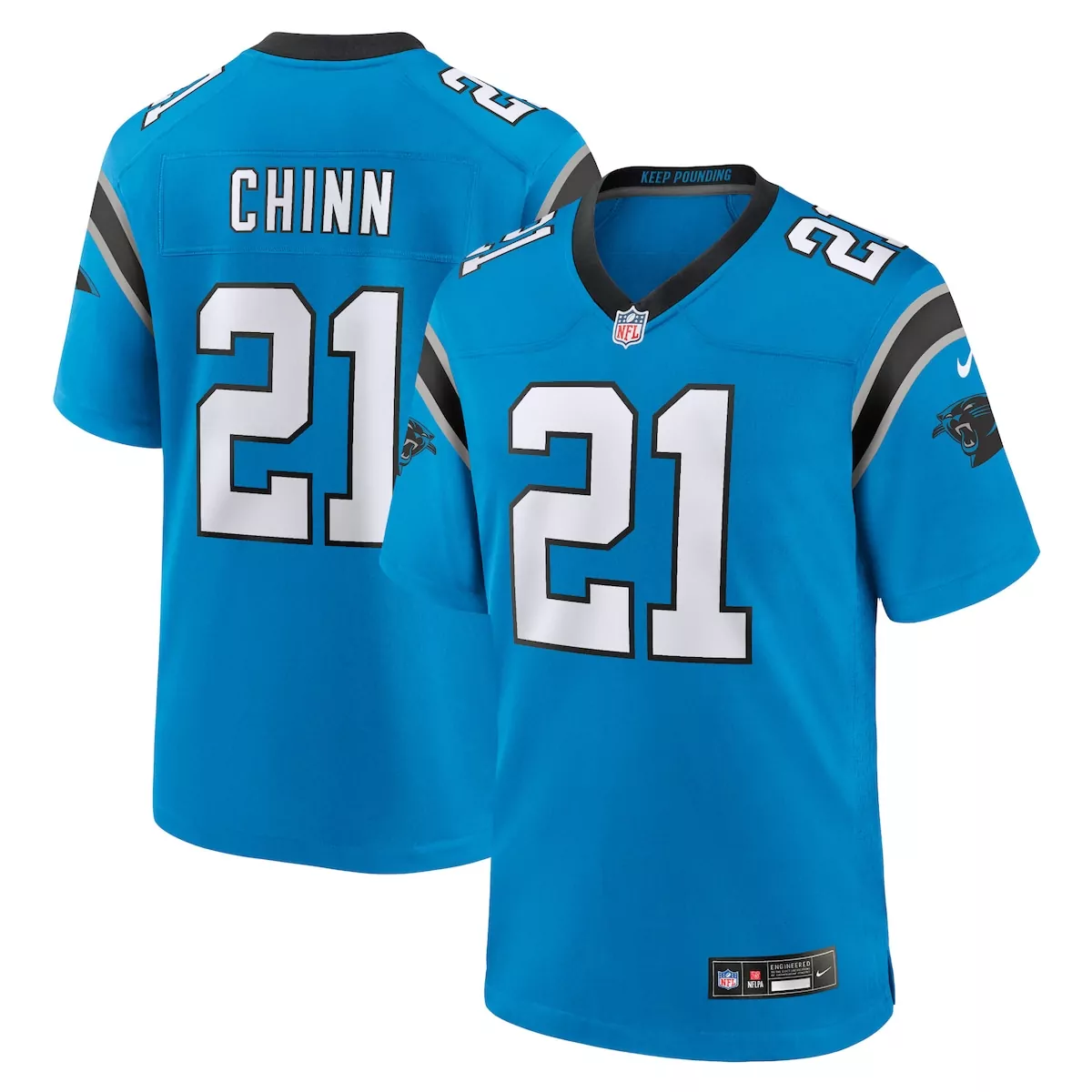 carolina panthers jeremy chinn blue alternate game jersey