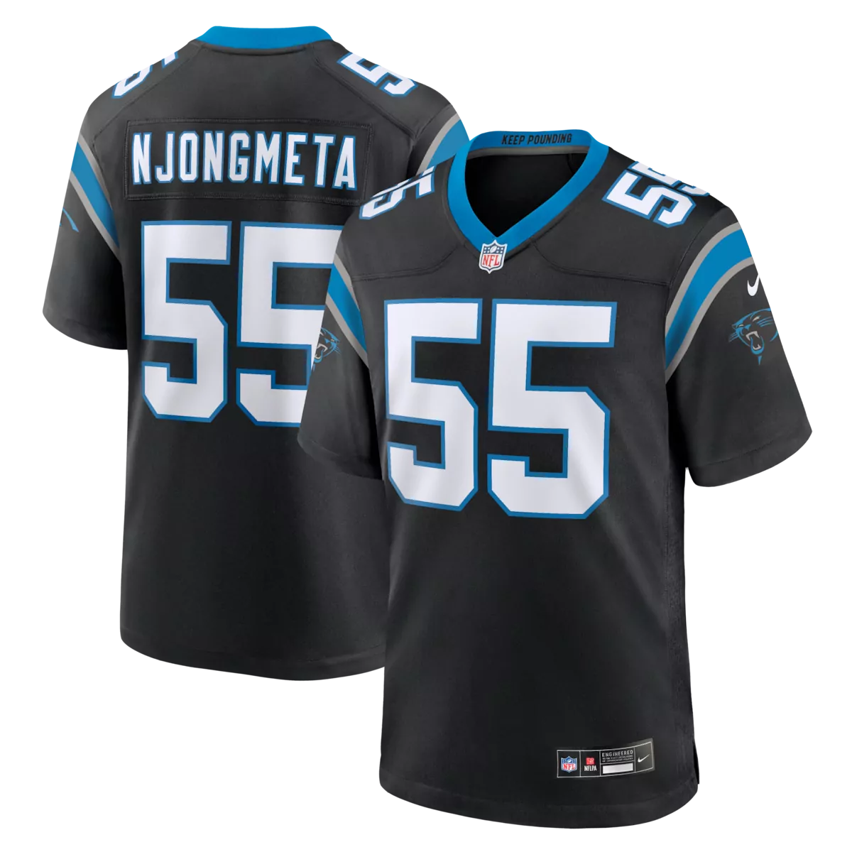carolina panthers maema njongmeta black team game jersey 6k1