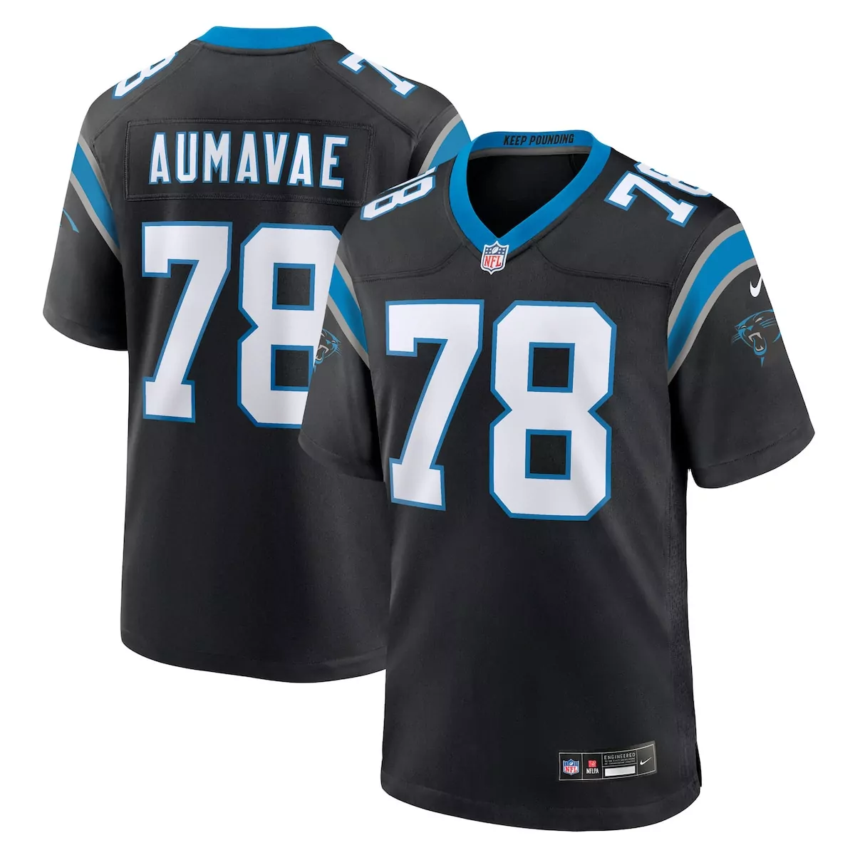carolina panthers popo aumavae black team game jersey rx4